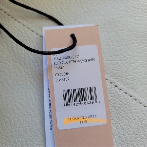 Rebecca Minkoff LEO Plaster chain clutch white black stitch - Picture 6 of 6